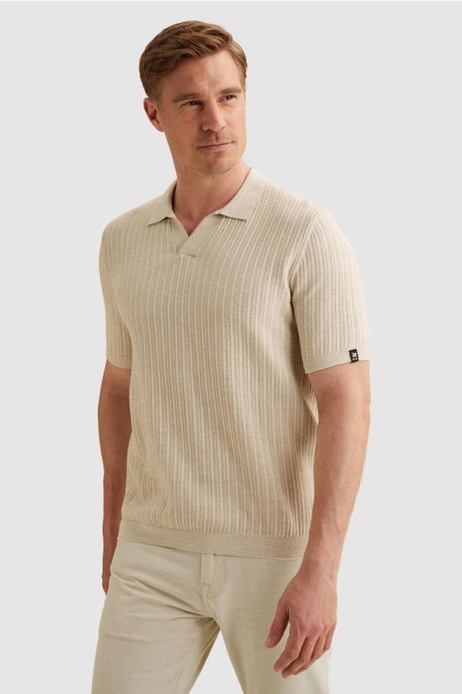 Vanguard beige heren polo | Model zijaanzicht