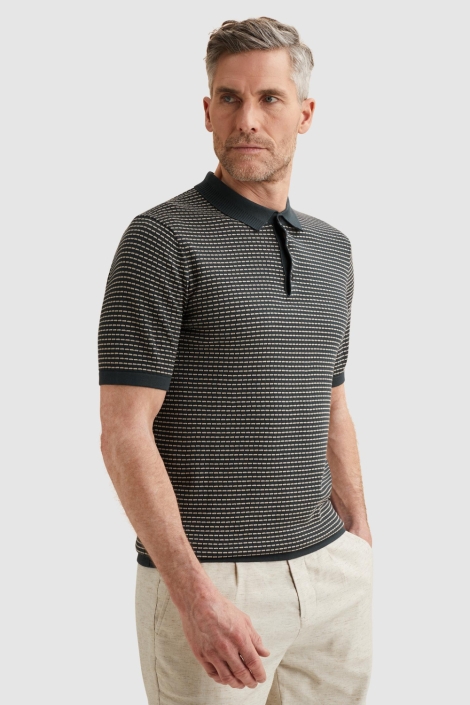 Vanguard blauwe heren polo | Model zijaanzicht