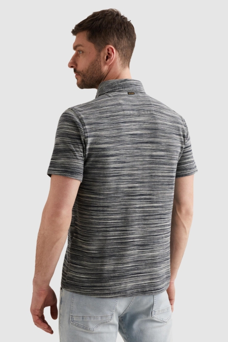 PME legend blauwe heren polo | Model achteraanzicht