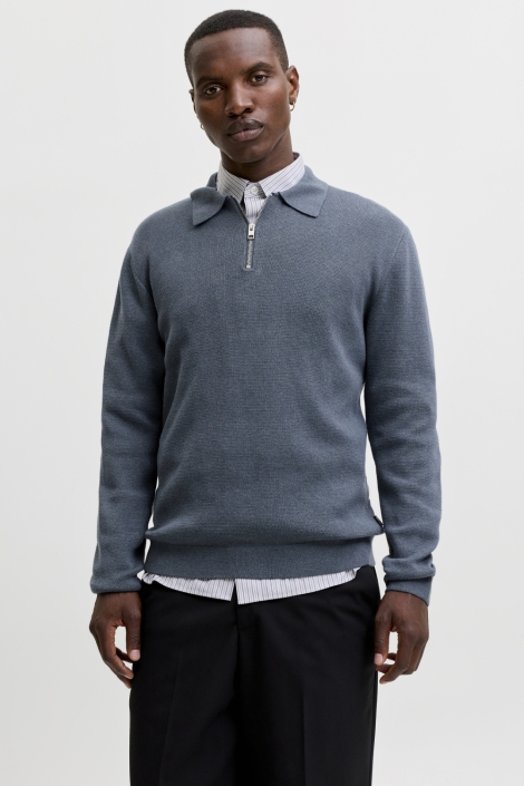 Jack & Jones grijze heren polo | Model vooraanzicht