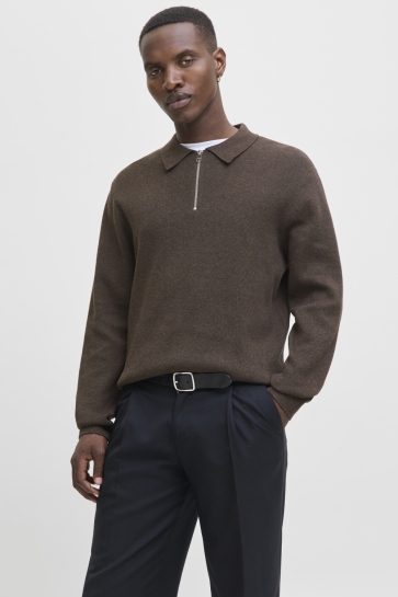 Jack & Jones jprblamilano stitch knit zip polo s Bruin