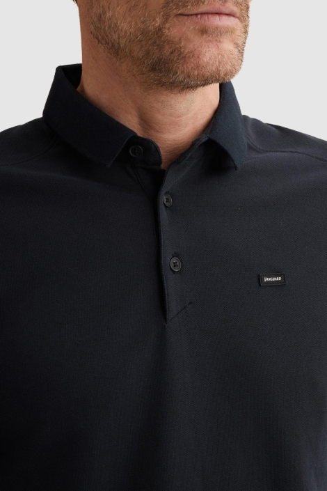 Vanguard blauwe heren polo | Close up