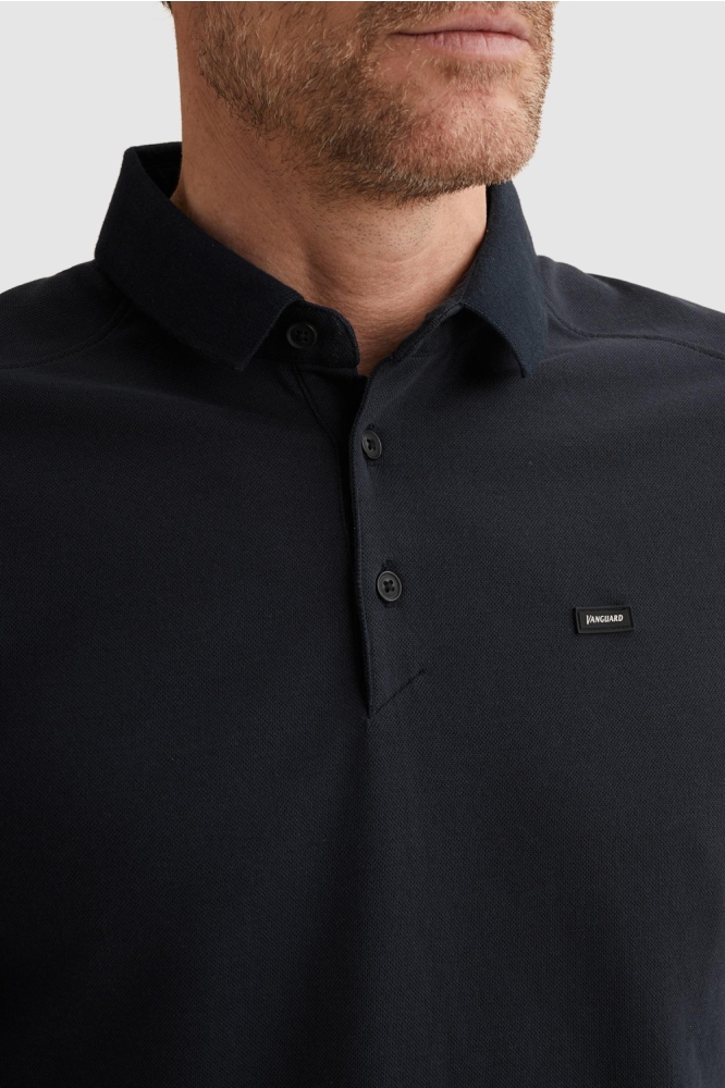 Vanguard blauwe heren polo | Close up