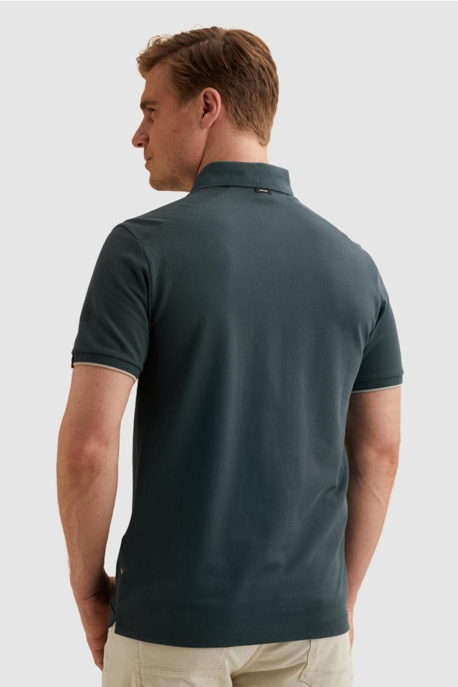 Vanguard blauwe heren polo | Model achteraanzicht