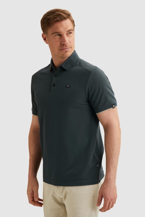 Vanguard blauwe heren polo | Model zijaanzicht