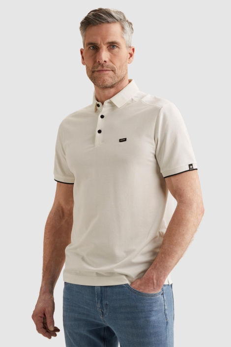 Vanguard witte heren polo | Model vooraanzicht