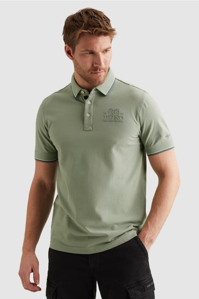 PME legend groene heren polo | Model vooraanzicht