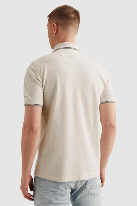 PME legend beige heren polo | Model achteraanzicht