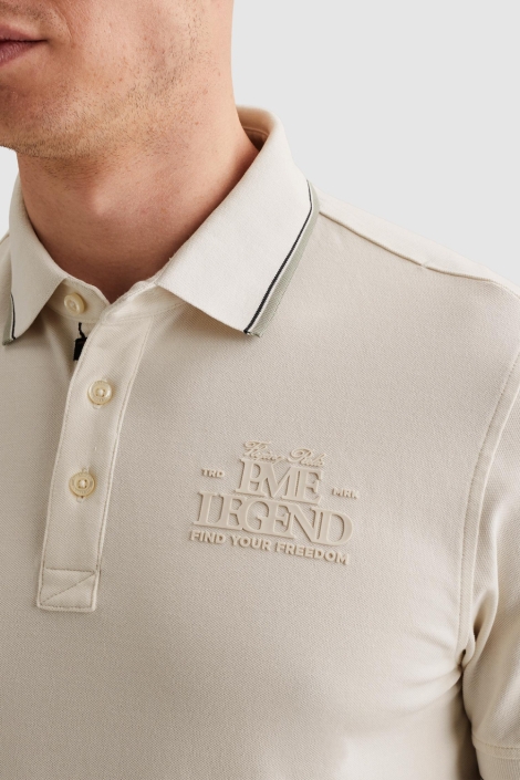 PME legend beige heren polo | Close up