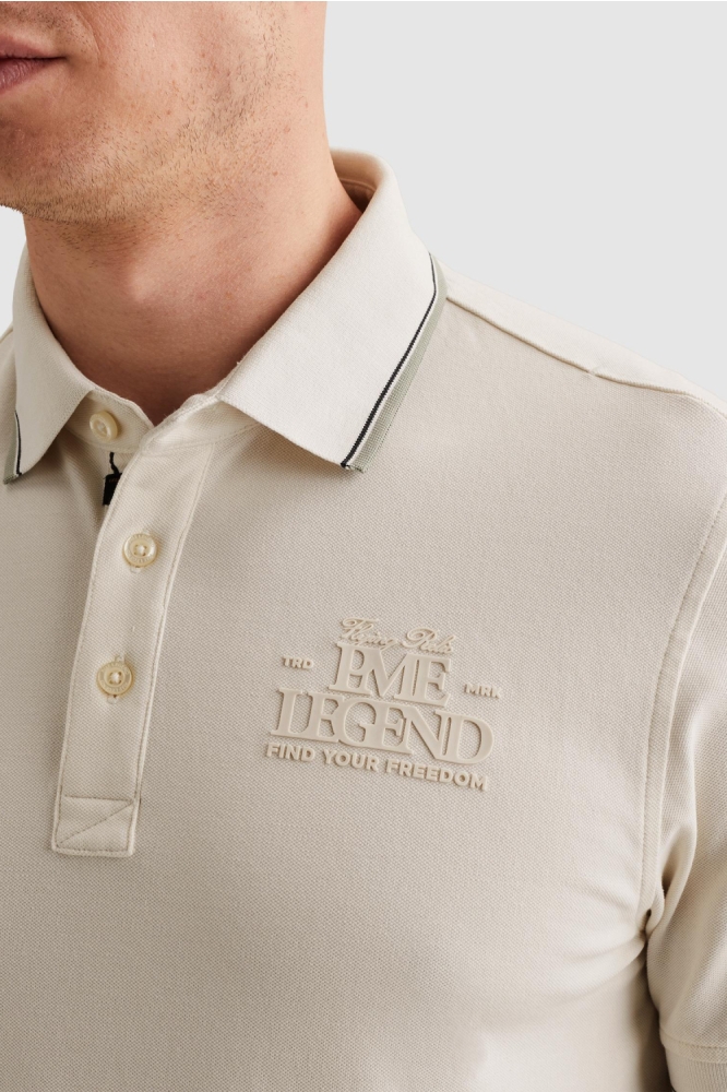 PME legend beige heren polo | Close up