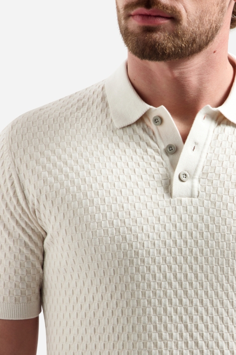 NO-EXCESS ecru heren polo | Close up