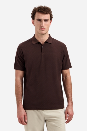 NO-EXCESS Polo POLO MET STRUCTUUR EN V HALS 32370411 042 DARK BROWN