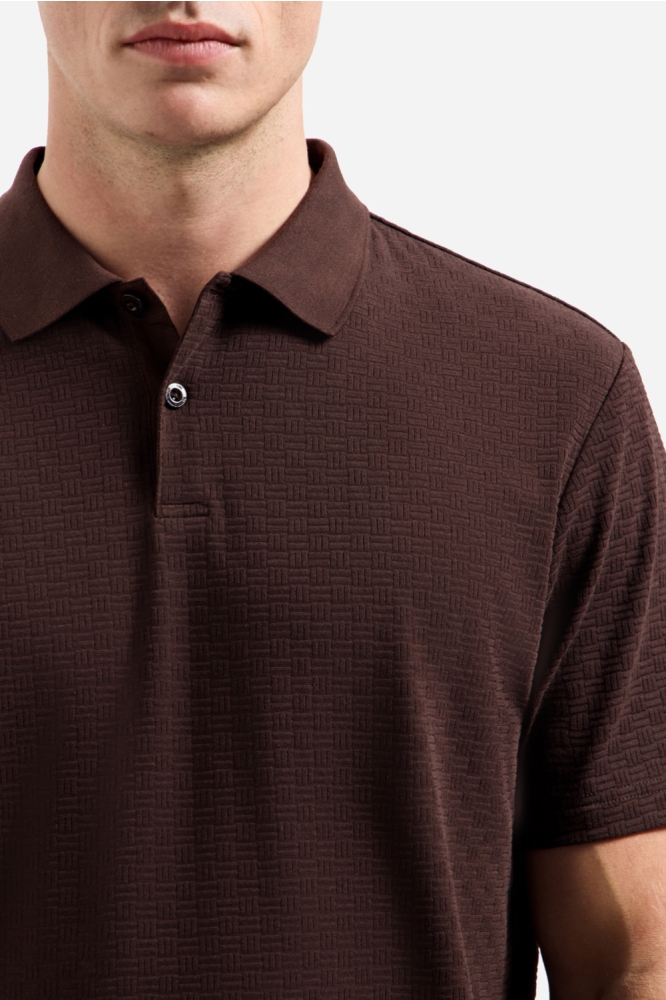 NO-EXCESS bruine heren polo | Close up