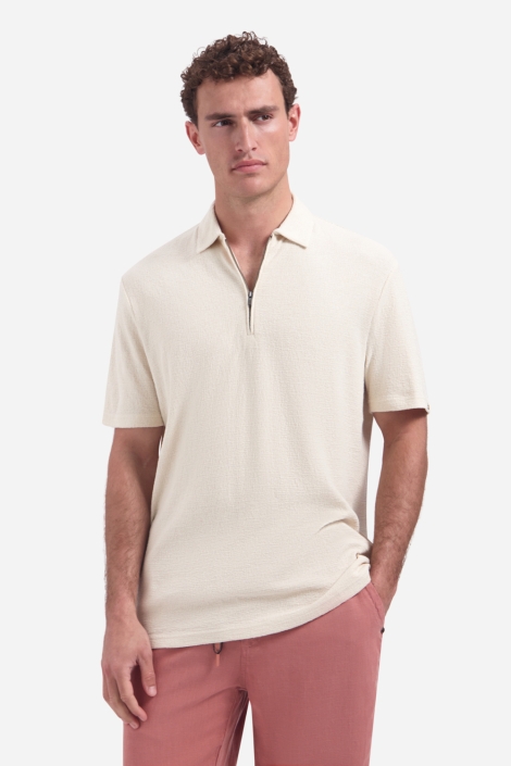 NO-EXCESS ecru heren polo | Model vooraanzicht