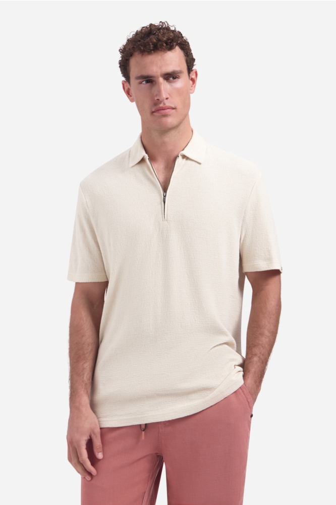 NO-EXCESS ecru heren polo | Model vooraanzicht