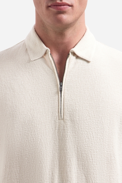 NO-EXCESS ecru heren polo | Model zijaanzicht