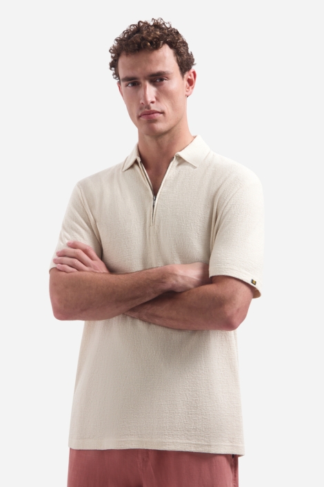 NO-EXCESS ecru heren polo | Model vooraanzicht