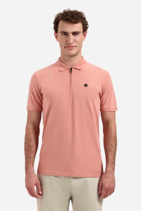 NO-EXCESS roze heren polo | Model vooraanzicht
