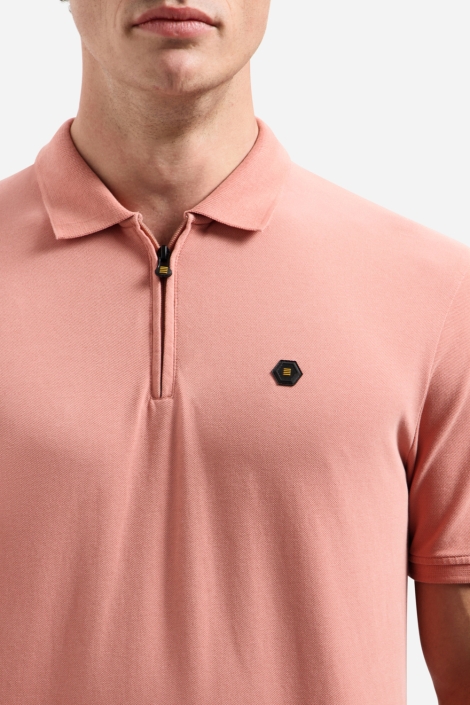 NO-EXCESS roze heren polo | Close up
