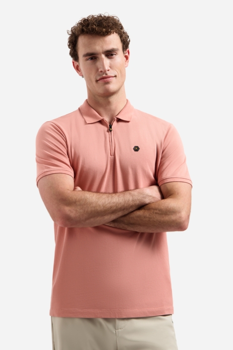 NO-EXCESS roze heren polo | Model vooraanzicht