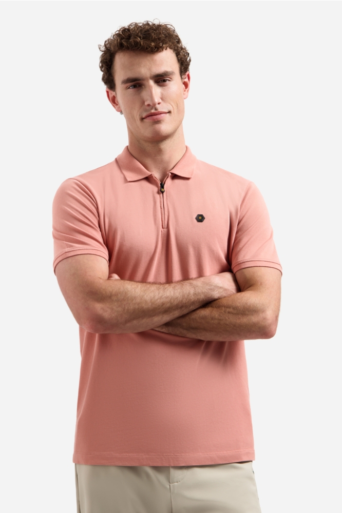 NO-EXCESS roze heren polo | Model vooraanzicht