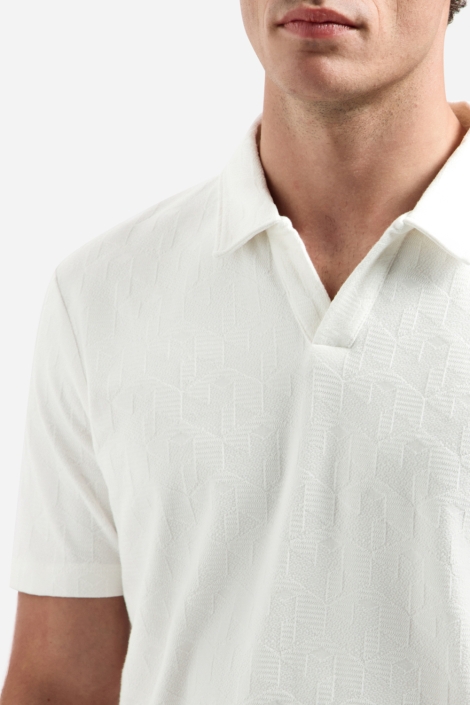 NO-EXCESS witte heren polo | Close up