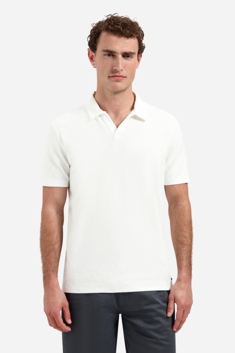 NO-EXCESS witte heren polo | Model vooraanzicht