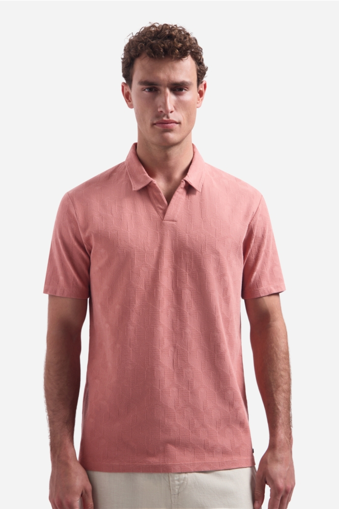 NO-EXCESS roze heren polo | Model vooraanzicht