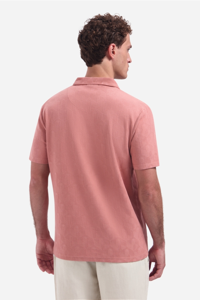 NO-EXCESS roze heren polo | Model achteraanzicht