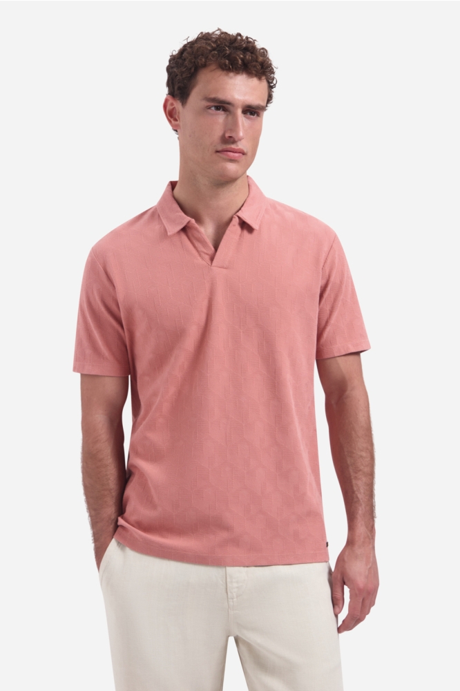 NO-EXCESS roze heren polo | Model vooraanzicht