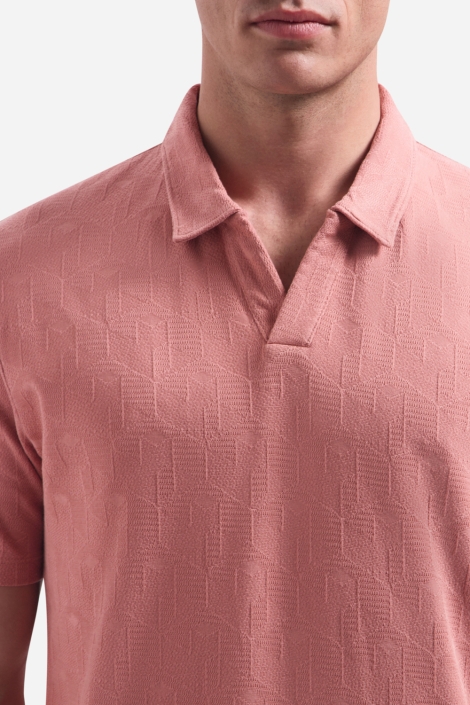 NO-EXCESS roze heren polo | Close up