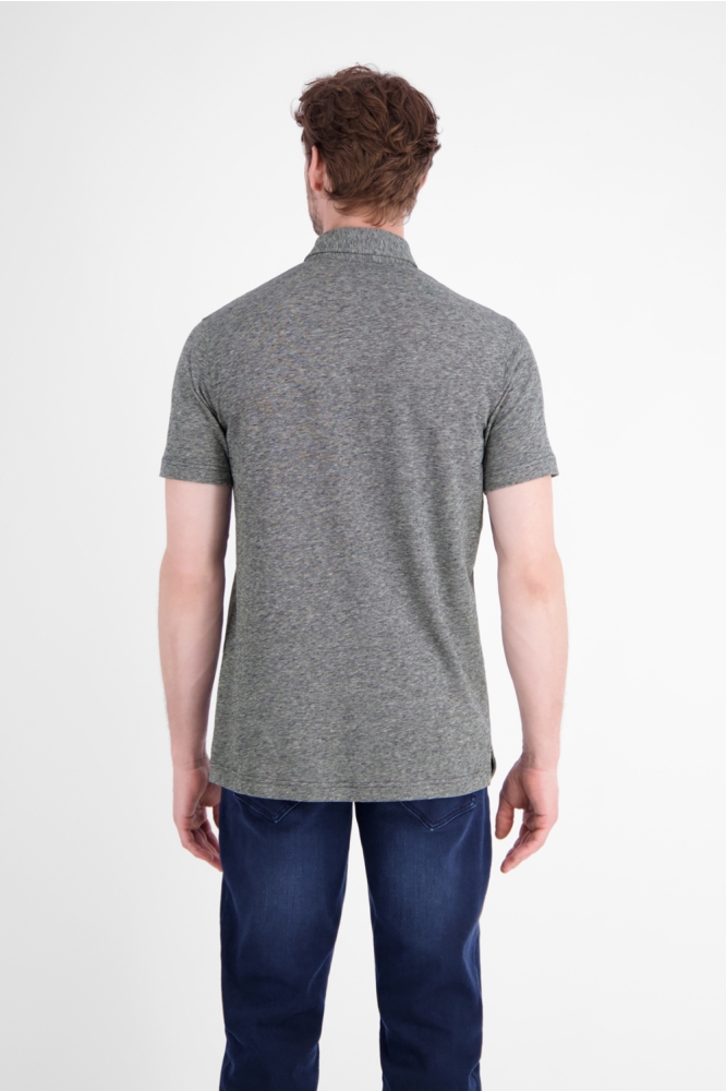 Lerros grijze heren polo | Model achteraanzicht
