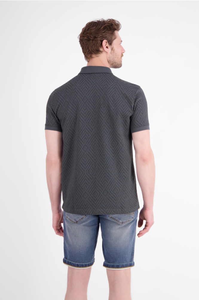 Lerros grijze heren polo | Model achteraanzicht