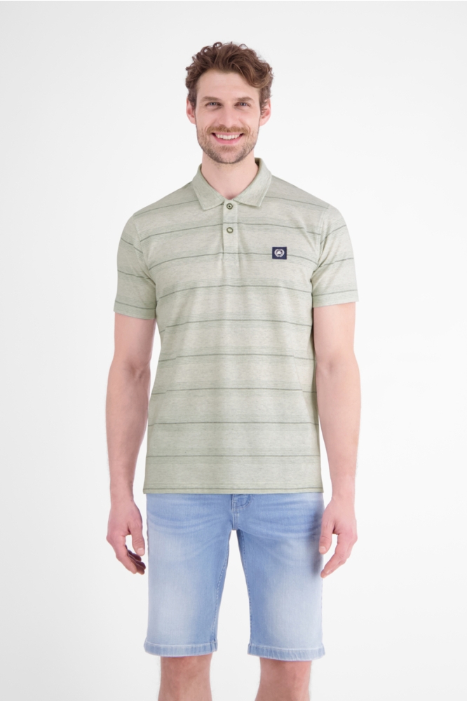 Lerros groene heren polo | Model vooraanzicht