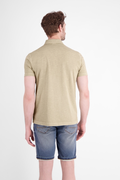 Lerros beige heren polo | Model achteraanzicht