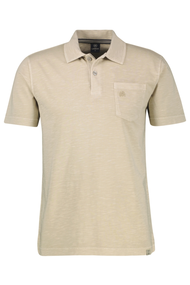 Lerros beige heren polo | Vooraanzicht