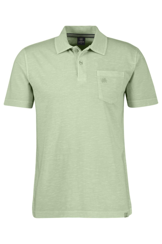 Lerros groene heren polo | Vooraanzicht