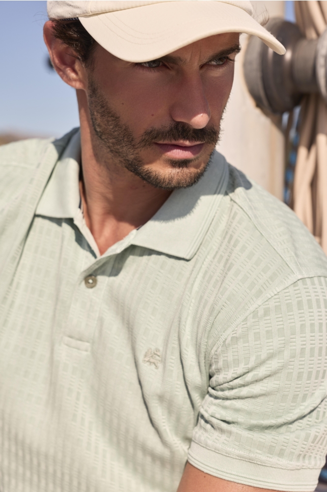 Lerros groene heren polo | Close up