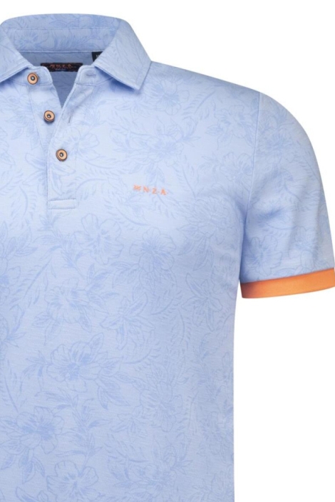 NZA blauwe heren polo | Close up