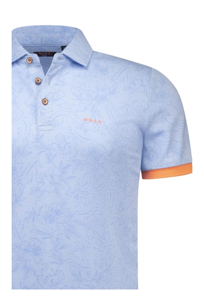 NZA blauwe heren polo | Close up