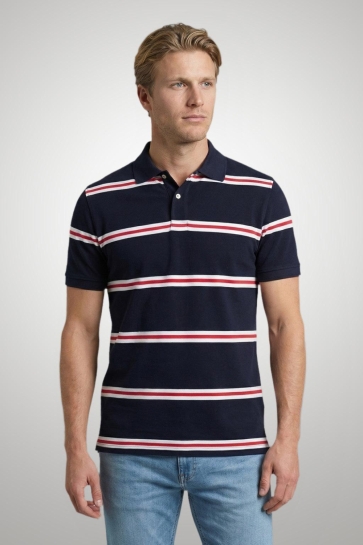 McGregor Polo PIQUE 3 COLOUR STRIPE POLO MM261 9001 02 2100 NAVY