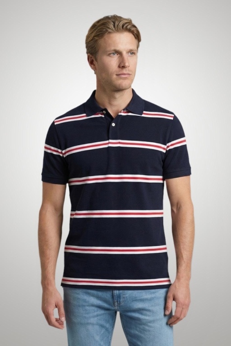 McGregor blauwe heren polo | Model vooraanzicht