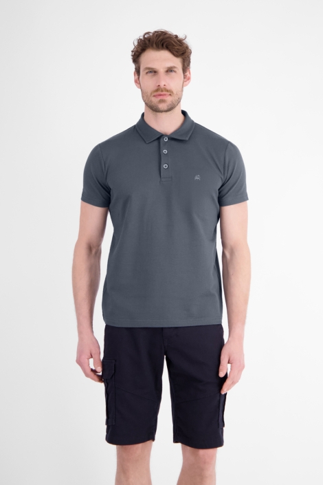 Lerros grijze heren polo | Model vooraanzicht