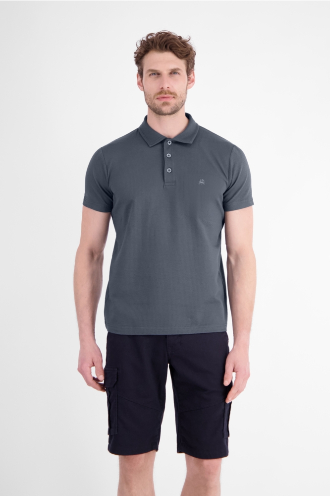 Lerros grijze heren polo | Model vooraanzicht