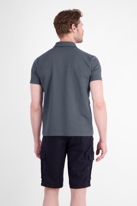 Lerros grijze heren polo | Model achteraanzicht