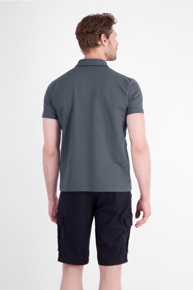 Lerros grijze heren polo | Model achteraanzicht