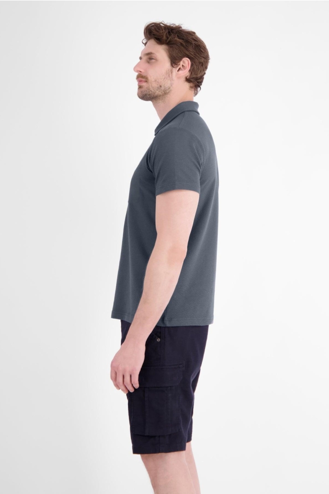 Lerros grijze heren polo | Model zijaanzicht