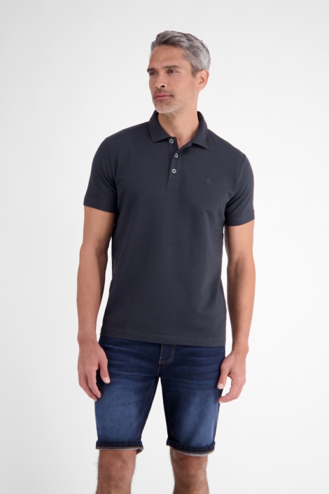 Lerros blauwe heren polo | Model vooraanzicht