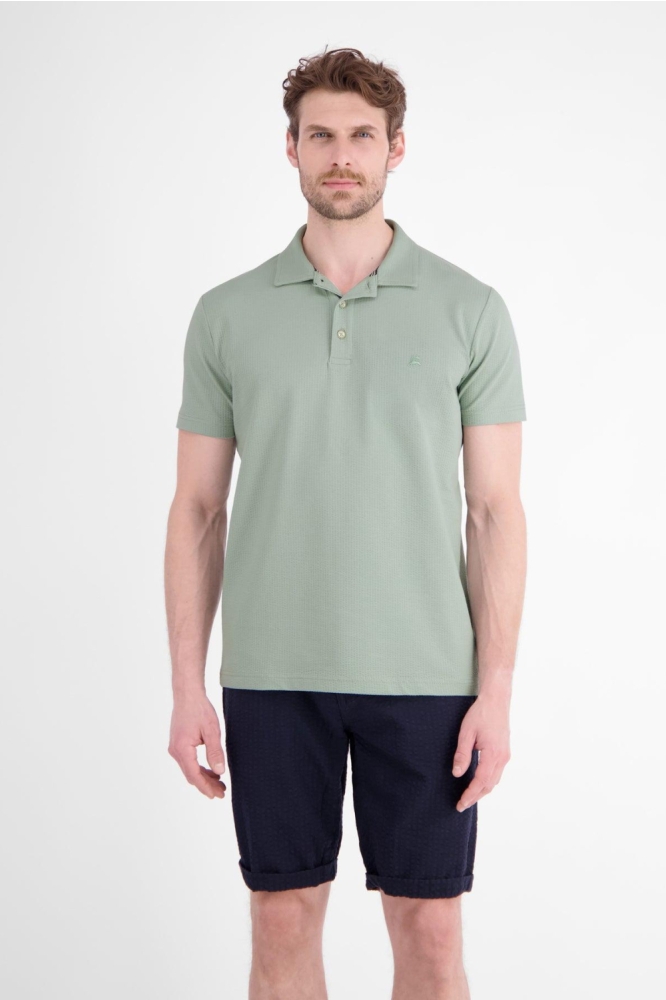 Lerros groene heren polo | Model vooraanzicht