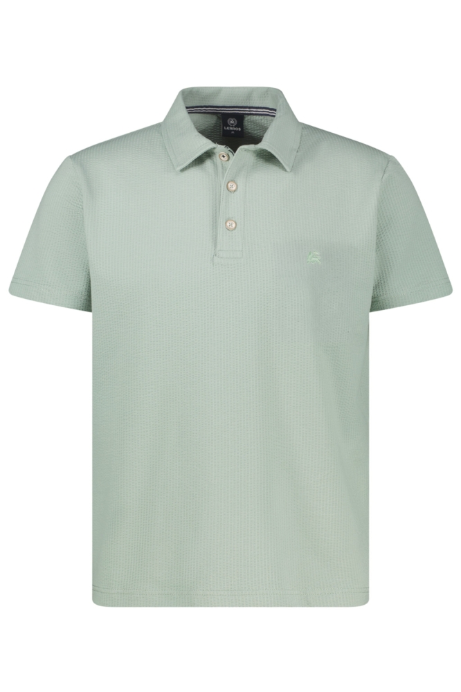 Lerros groene heren polo | Vooraanzicht